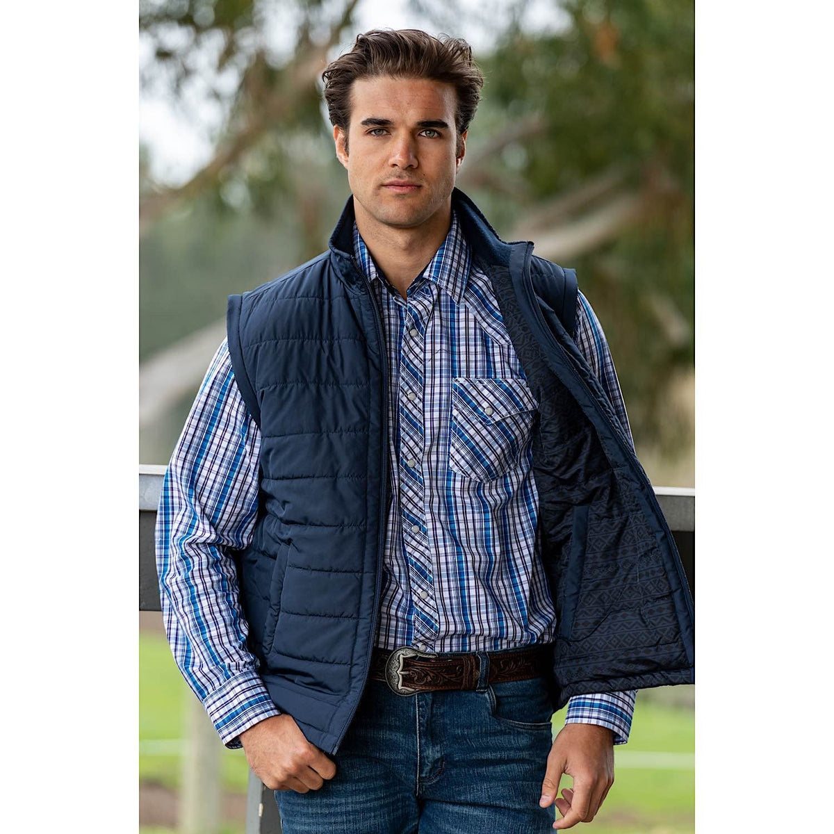 Pure Western Men’s Patterson Reversible Jacket-Navy