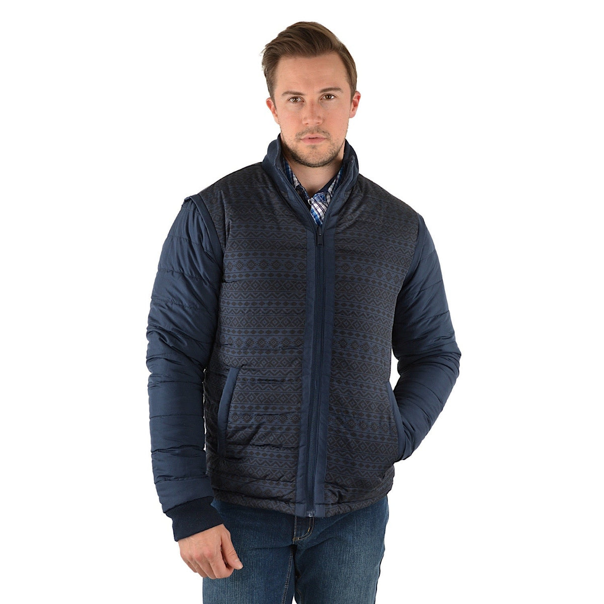 Pure Western Men’s Patterson Reversible Jacket-Navy