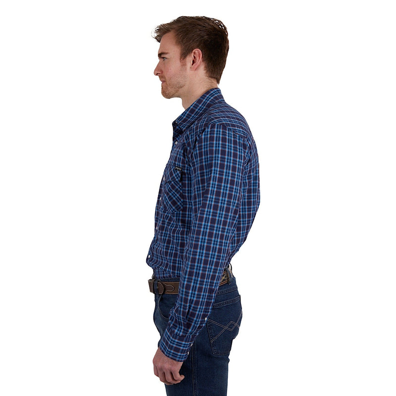 Pure Western Mens Rowan Check Western L/S Shirt Navy/Red
