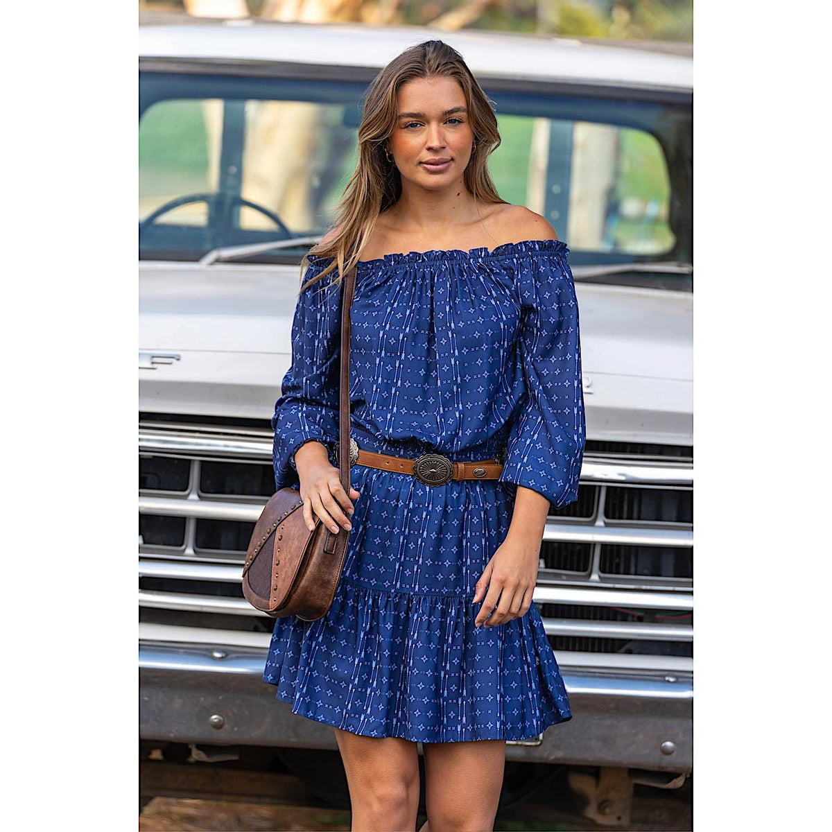 Pure Western Womens Emma Blouse-Navy