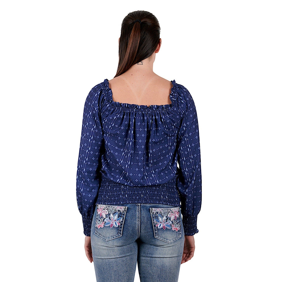 Pure Western Womens Emma Blouse-Navy