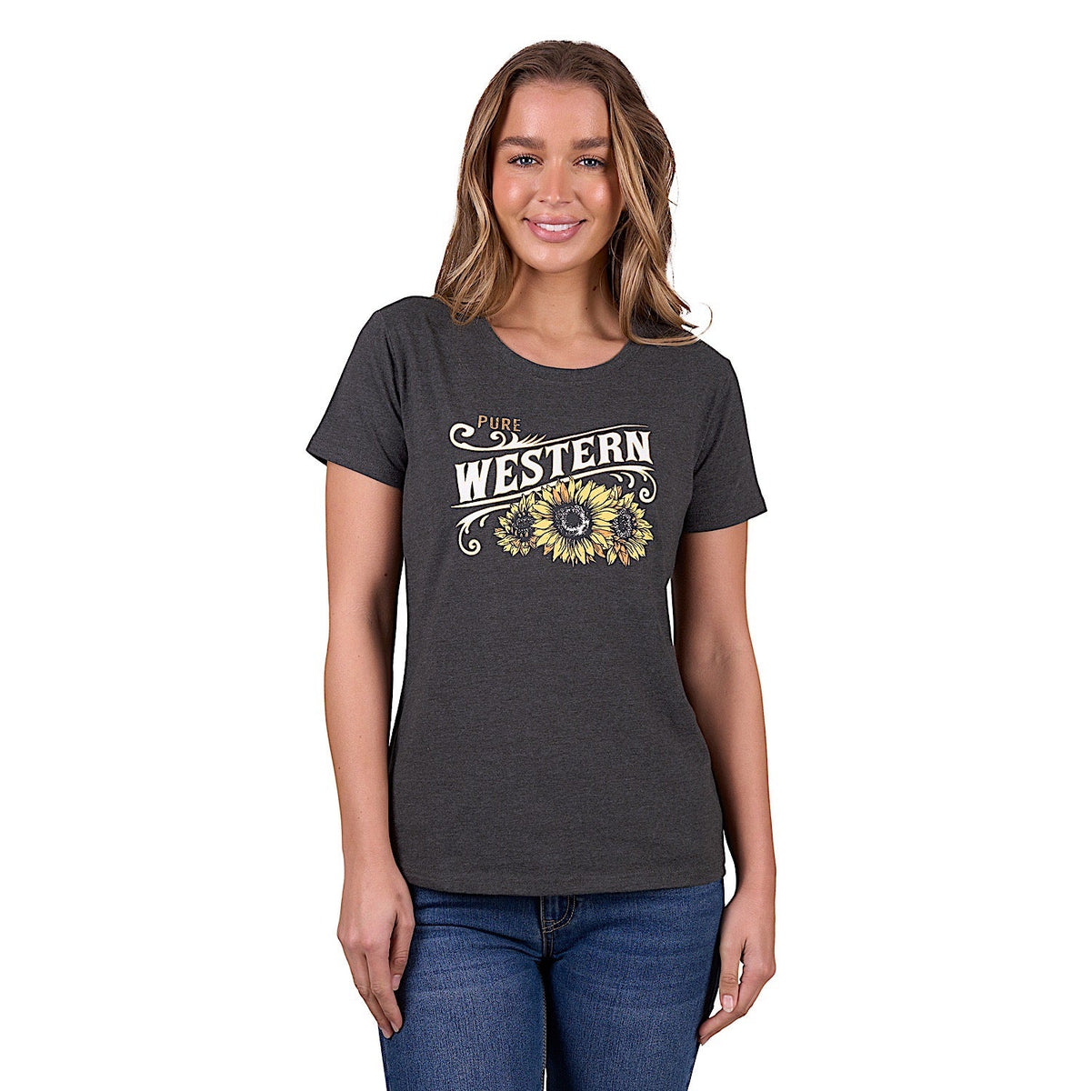 Pure Western Women’s Kendra Short Sleeve Tee - Charcoal Marle