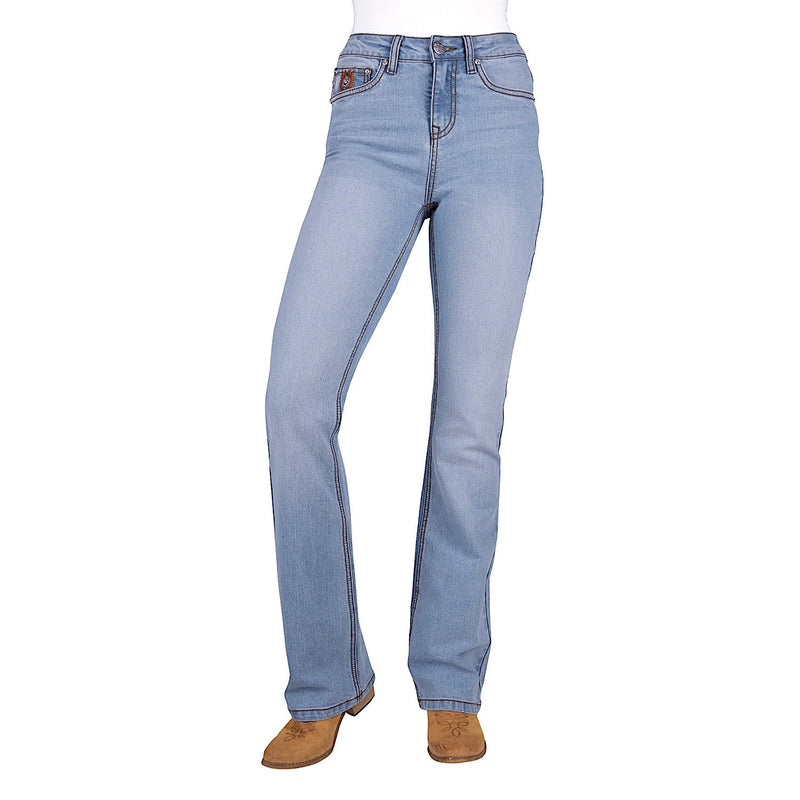Pure Western Women’s Liz High Rise Boot Cut Jean 34 Inch Leg - Light Sky