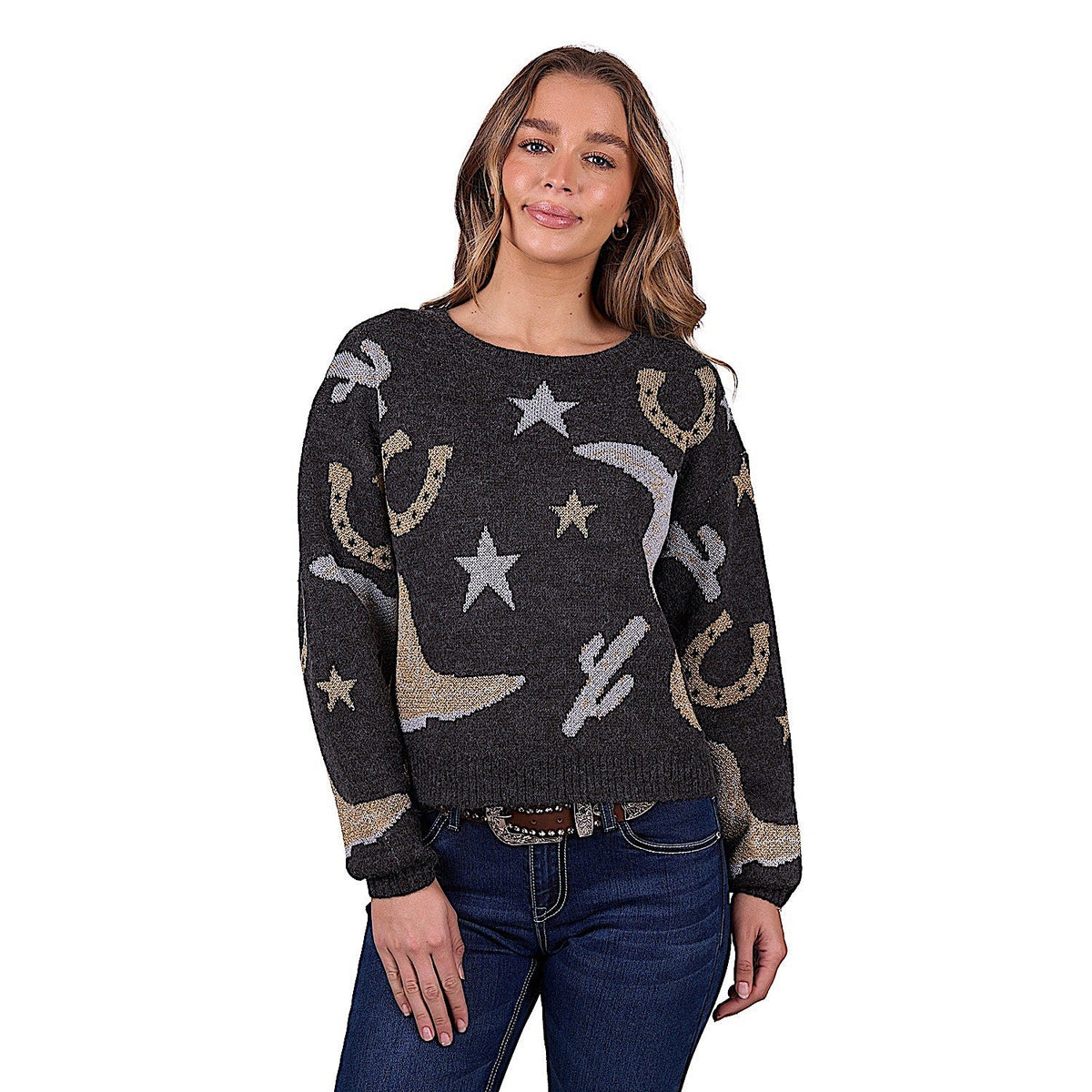 Pure Western Women’s Marcy Knitted Pullover - Charcoal Marle