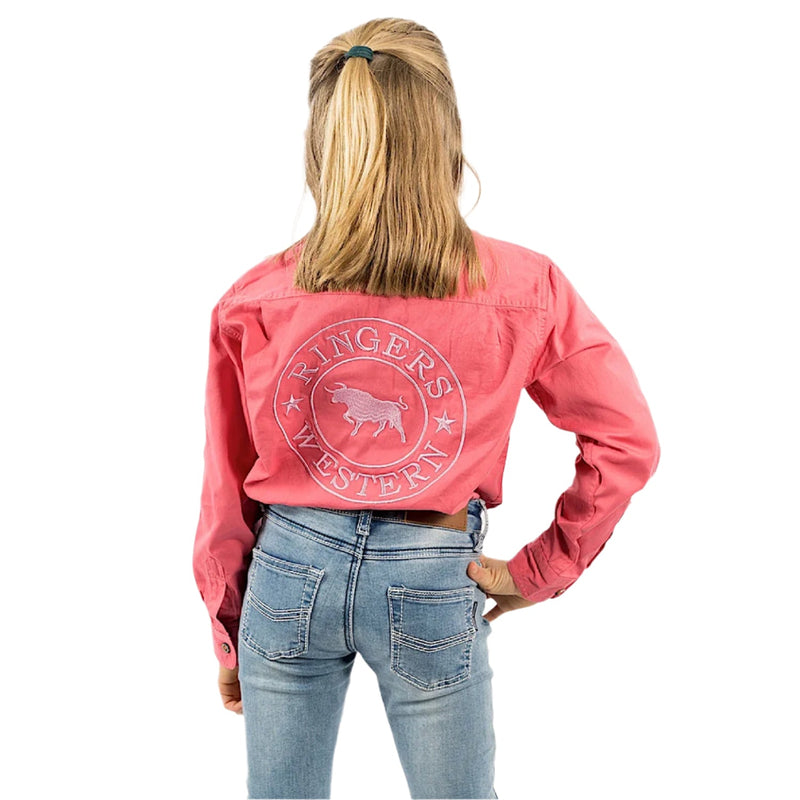 Ringers Western Kid’s Jackaroo Full Button Shirt - Camelia Rose/Ballet Pink