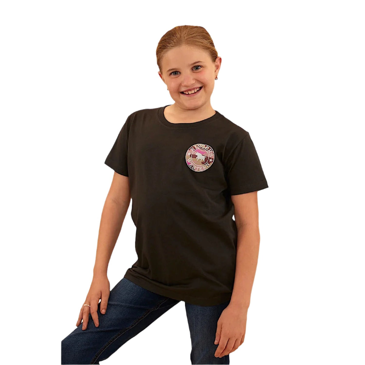 Ringers Western Kid’s Signature Bull Classic Fit T-Shirt - Charcoal/Pink Camo