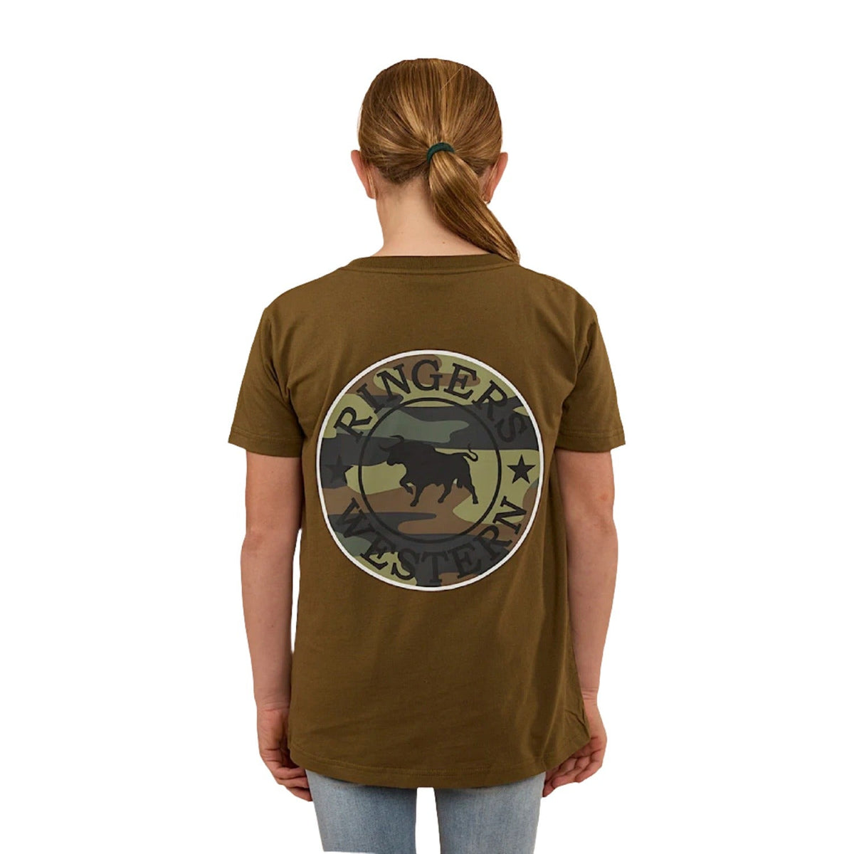 Ringers Western Kid’s Signature Bull Classic Fit T-Shirt - Military Green / Camo