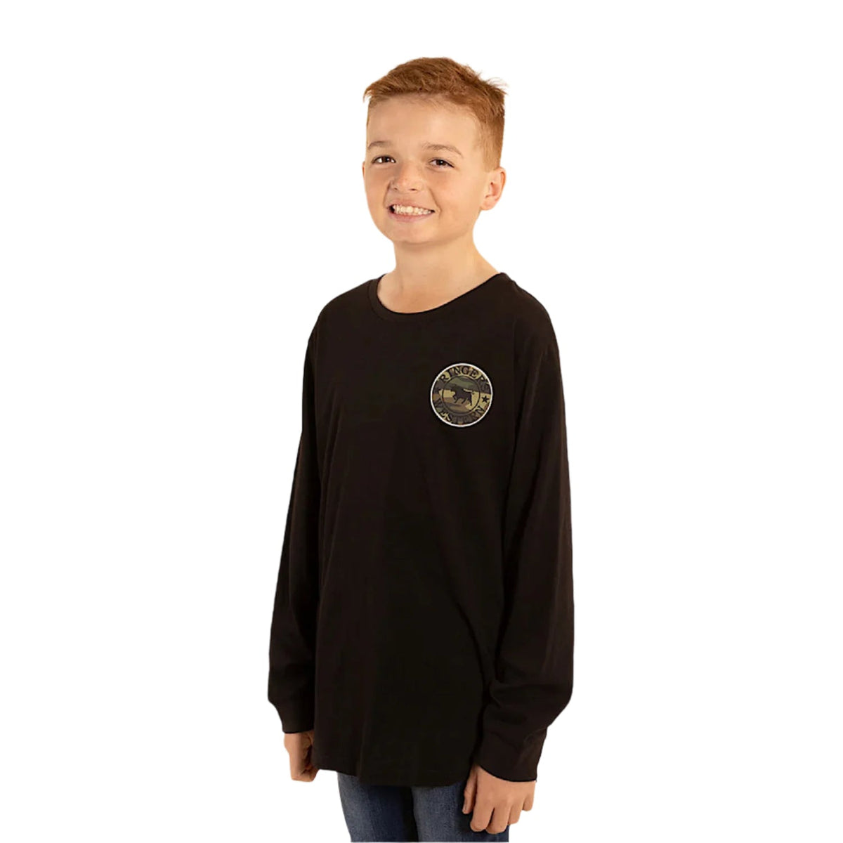 Ringers Western Kid’s Signature Bull Long Sleeve T-Shirt - Black/Camo