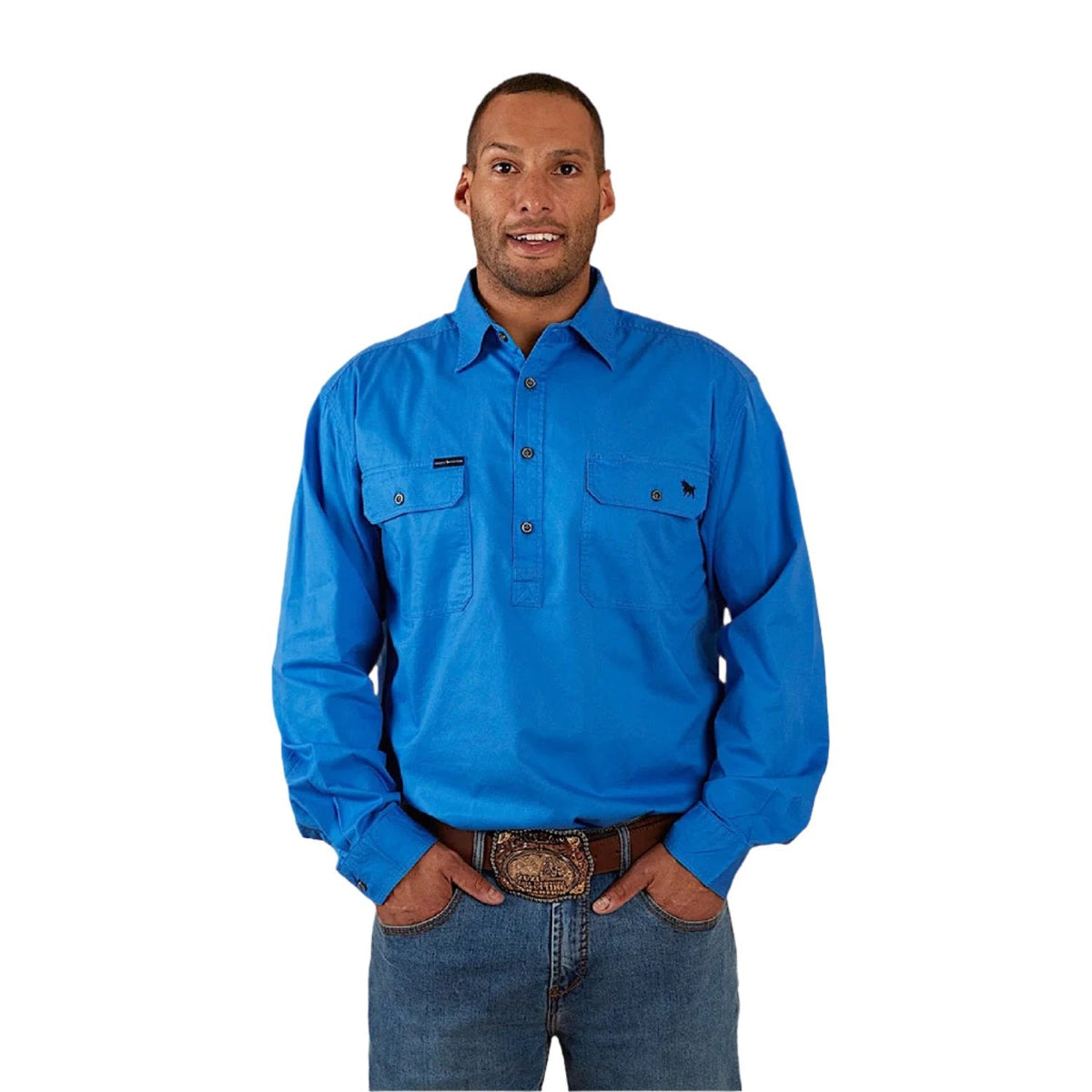 Ringers Western Men’s King River Half Button Work Shirt - Blue