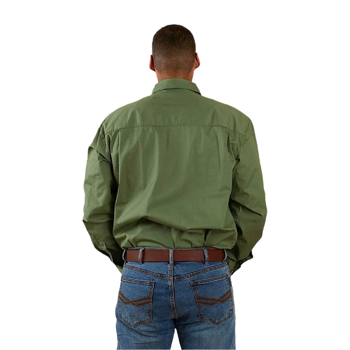 Ringers Western Men’s King River Half Button Work Shirt - Cactus Green