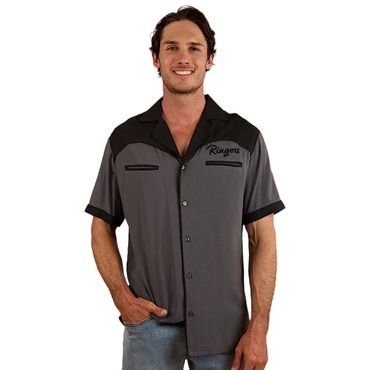 Ringers Western Men’s Lineman Bowling Shirt - Charcoal