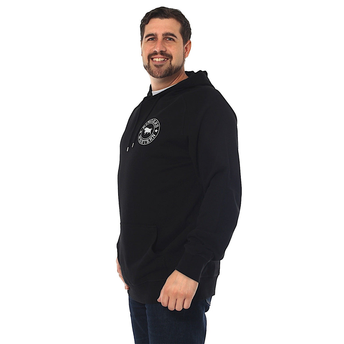 Ringers Western Men’s Signature Bull Pullover Hoodie - Black with White Print
