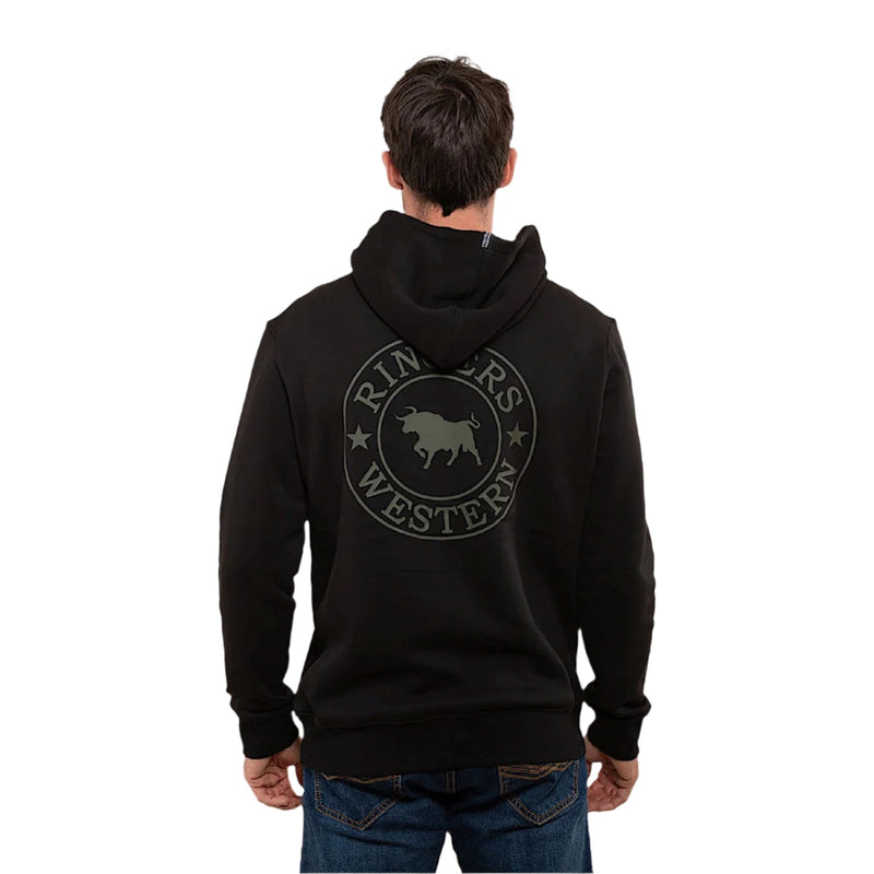 Ringers Western Men’s Signature Bull Pullover Hoodie - Black/Military Green