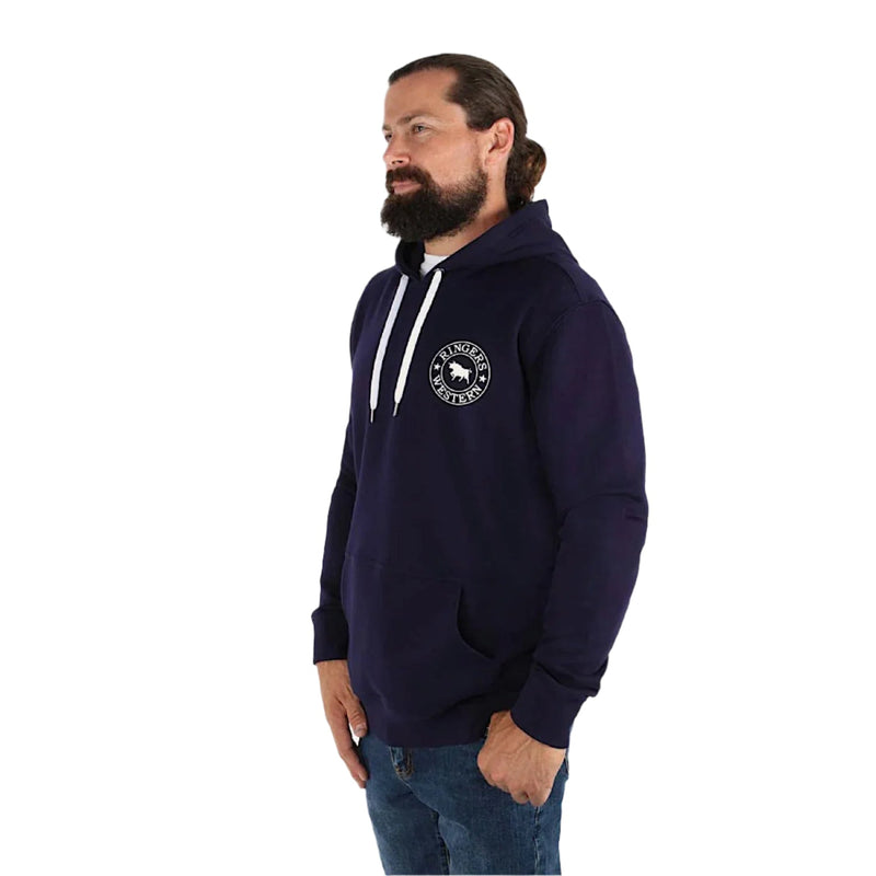 Ringers Western Men’s Signature Bull Pullover Hoodie - Navy/White