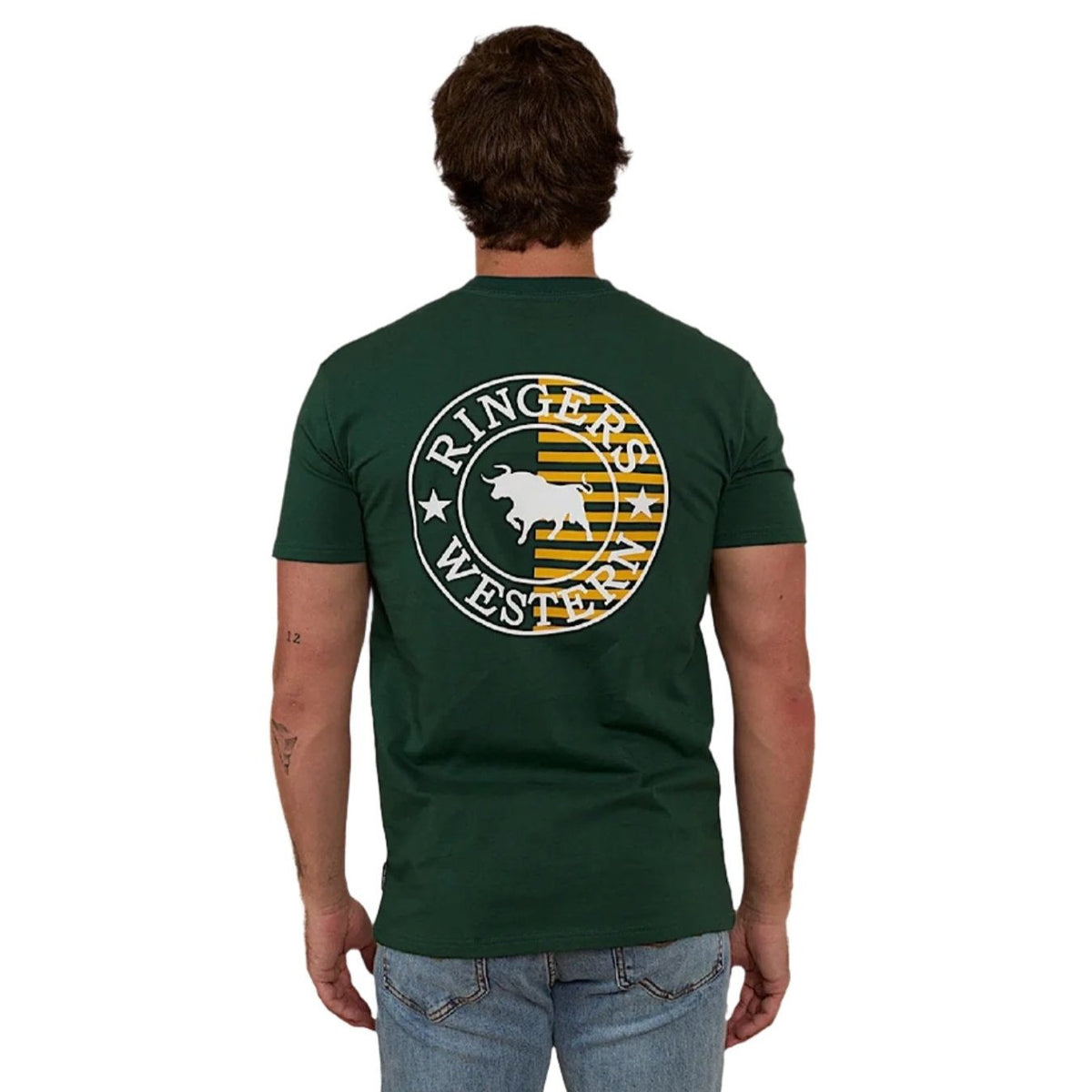 Ringers Western Signature Bull Flag Men’s Stock Fit T-Shirt - Pine