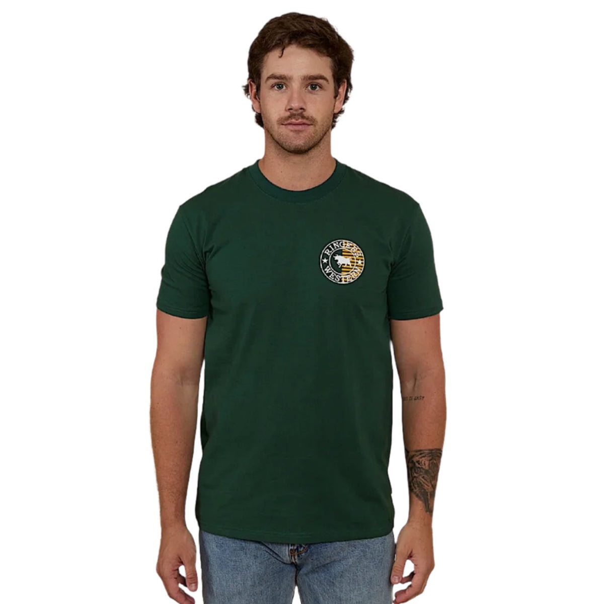 Ringers Western Signature Bull Flag Men’s Stock Fit T-Shirt - Pine