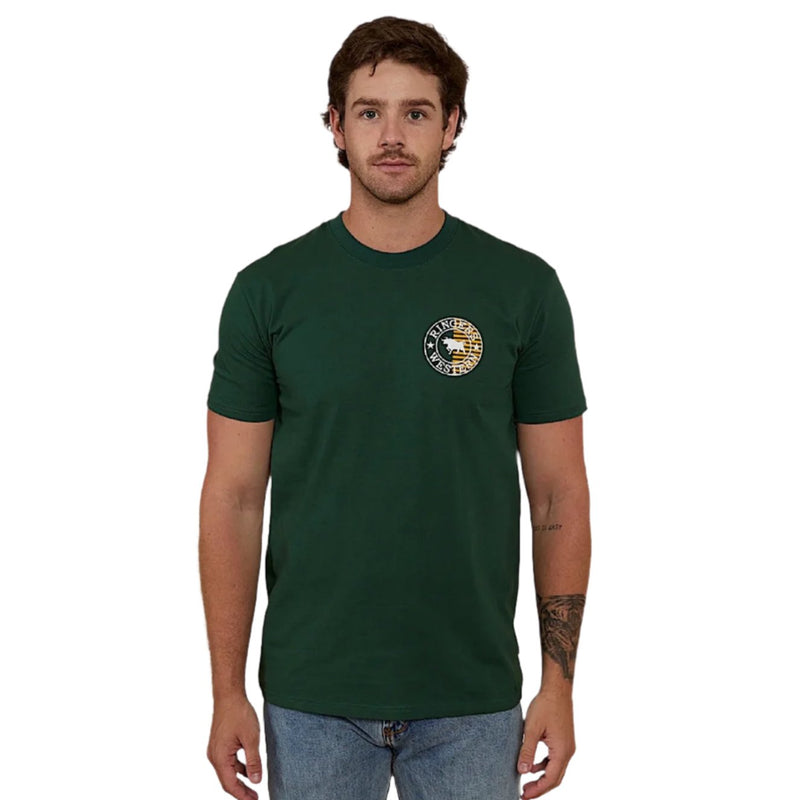 Ringers Western Signature Bull Flag Men’s Stock Fit T-Shirt - Pine
