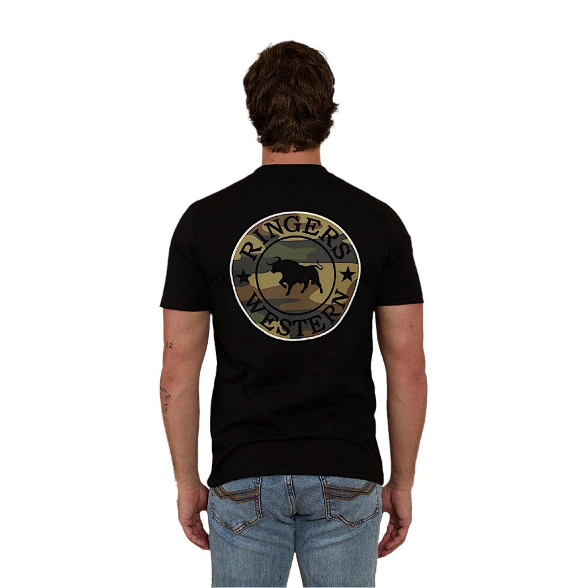 Ringers Western Signature Bull Men’s Classic Fit T-Shirt - Black / Camo