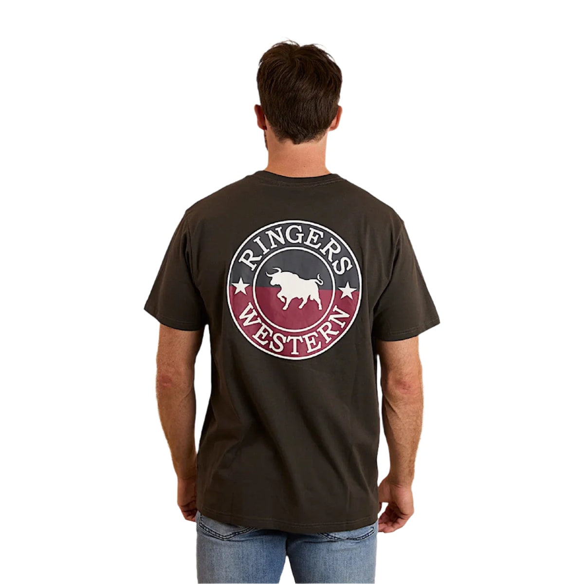 Ringers Western Signature Bull Men’s Loose T-Shirt - Charcoal / Split