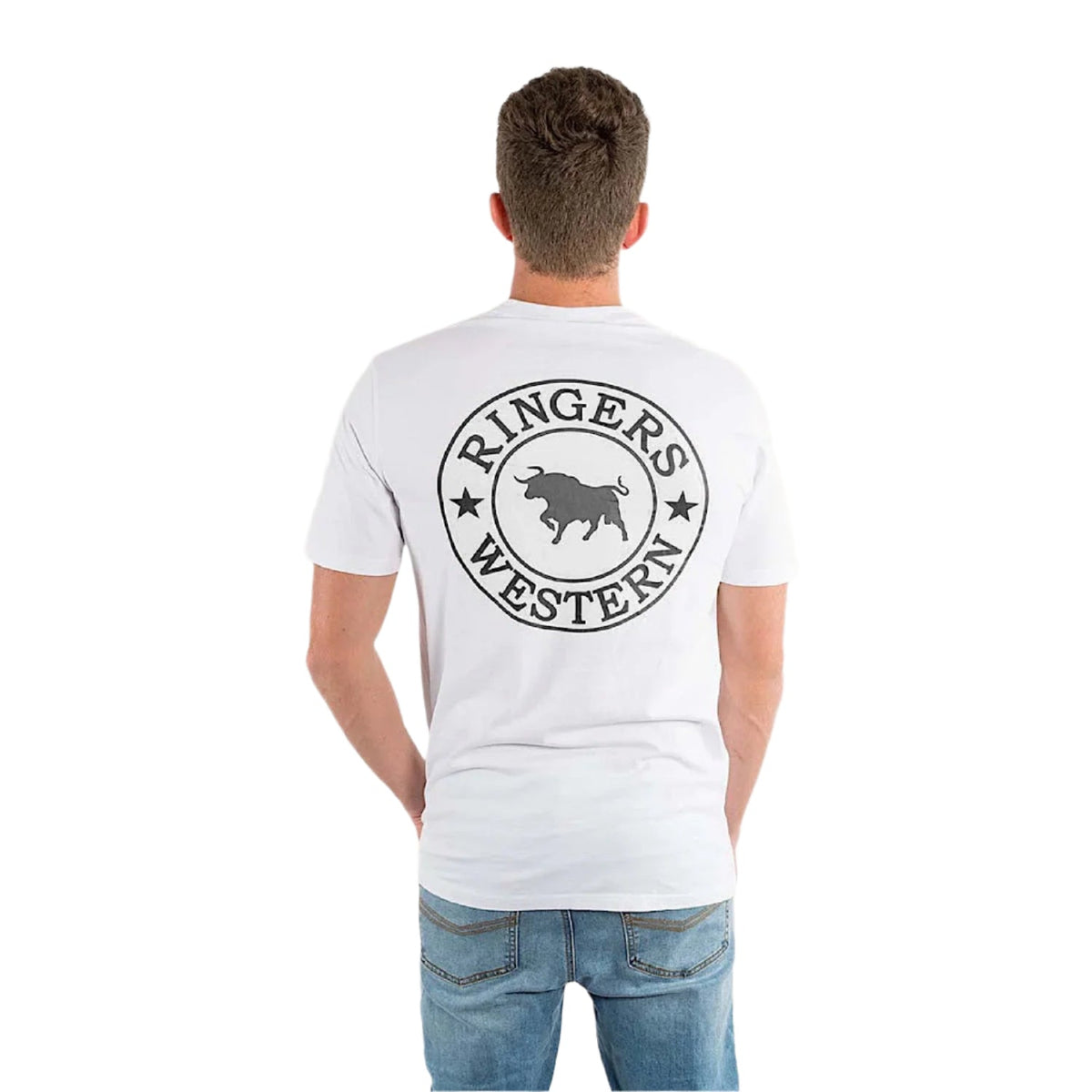 Ringers Western Signature Bull Men’s Loose T-Shirt - White/Black