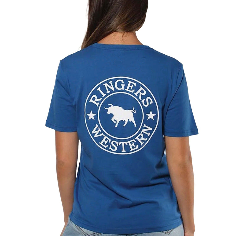 Ringers Western Signature Bull Women’s Loose T-Shirt - Oceania/White
