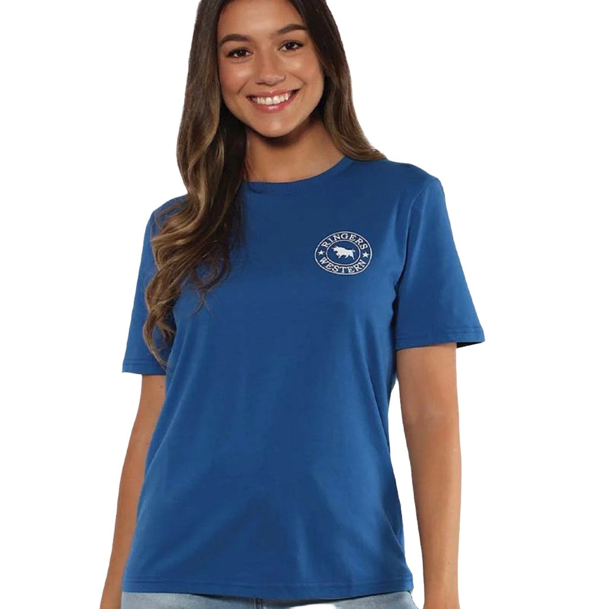Ringers Western Signature Bull Women’s Loose T-Shirt - Oceania/White