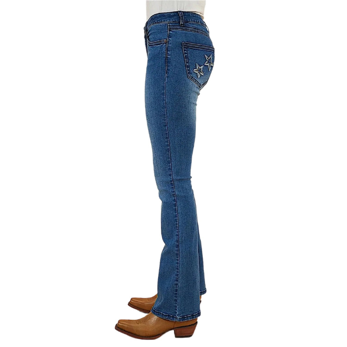 Ringers Western Women’s Caroline Rodeo Mid Rise Bootleg Jeans - Vintage Blue Wash