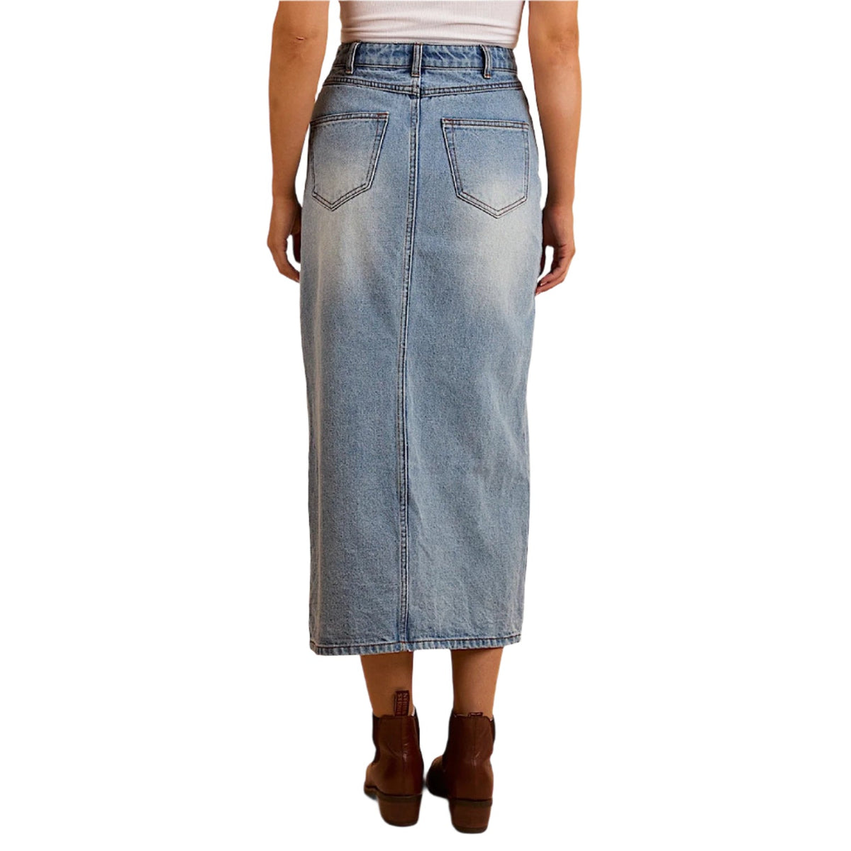 Ringers Western Women’s Christa Midi Skirt - Light Wash Blue