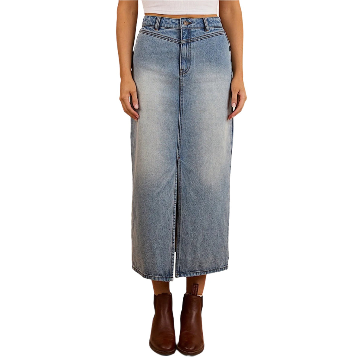 Ringers Western Women’s Christa Midi Skirt - Light Wash Blue