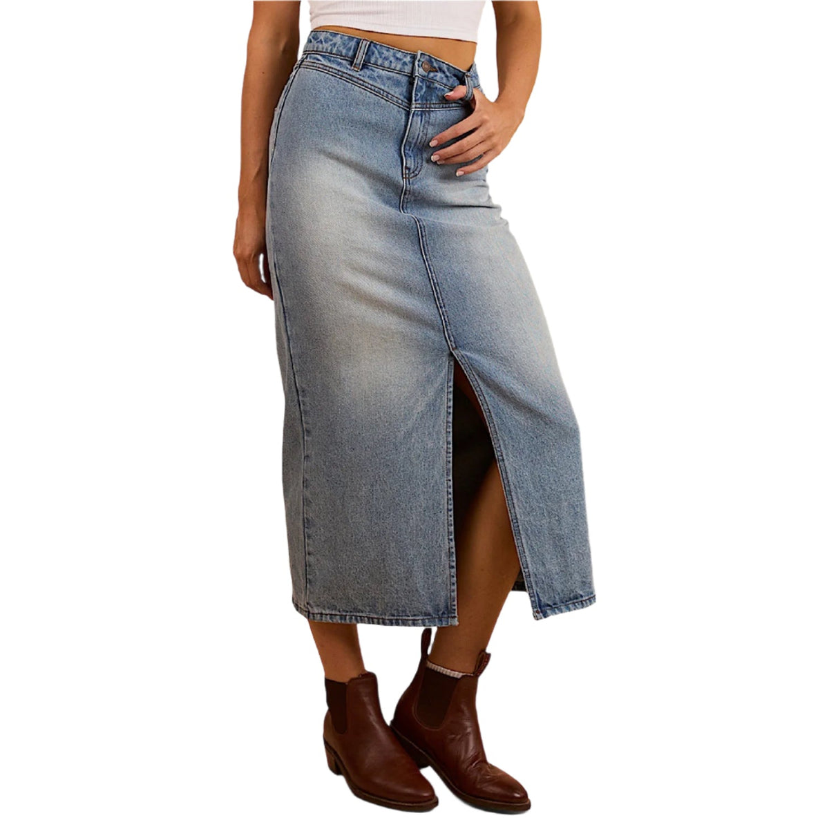 Ringers Western Women’s Christa Midi Skirt - Light Wash Blue