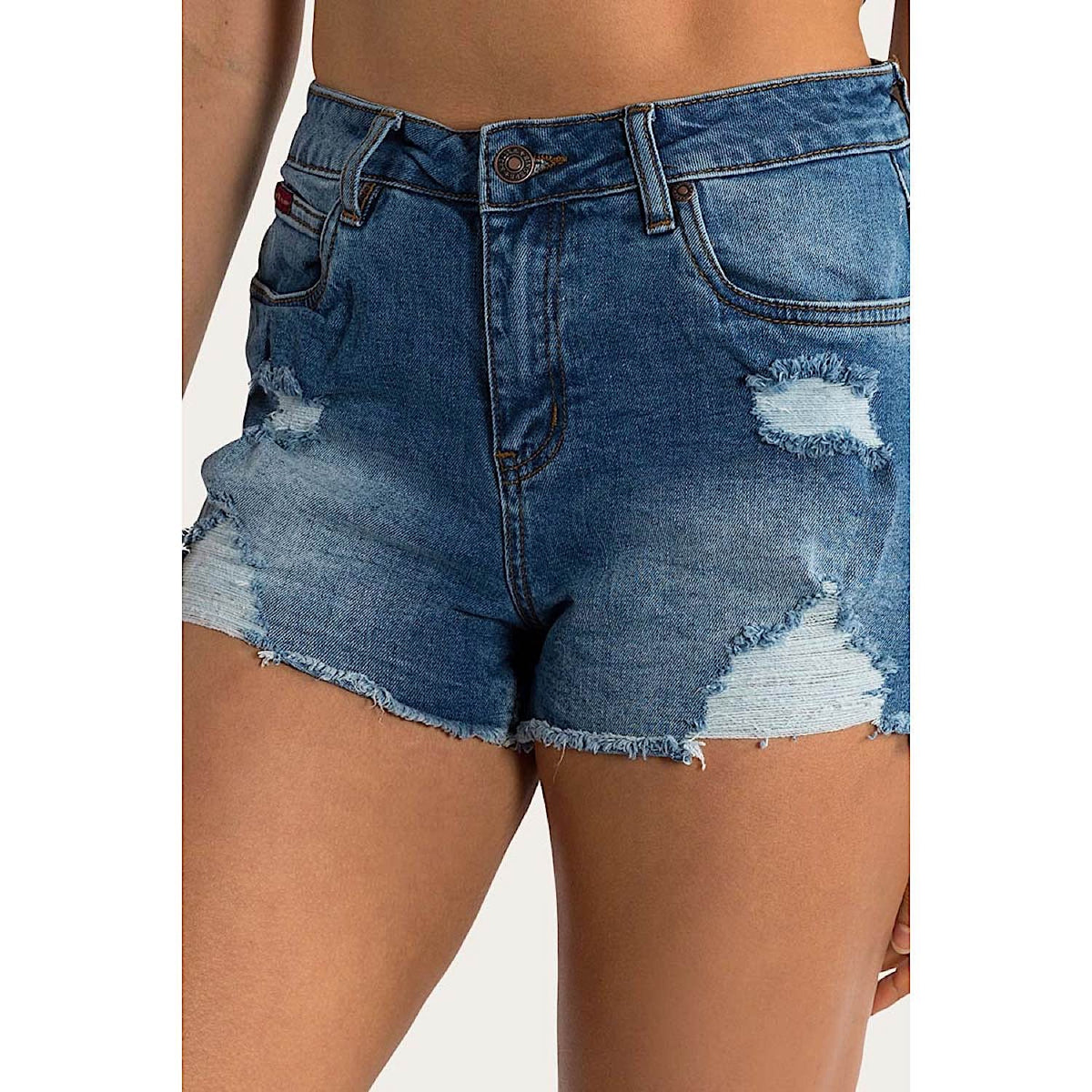 Ringers Western Women’s Jessie Mid Rise Ripped Denim Short - True Blue