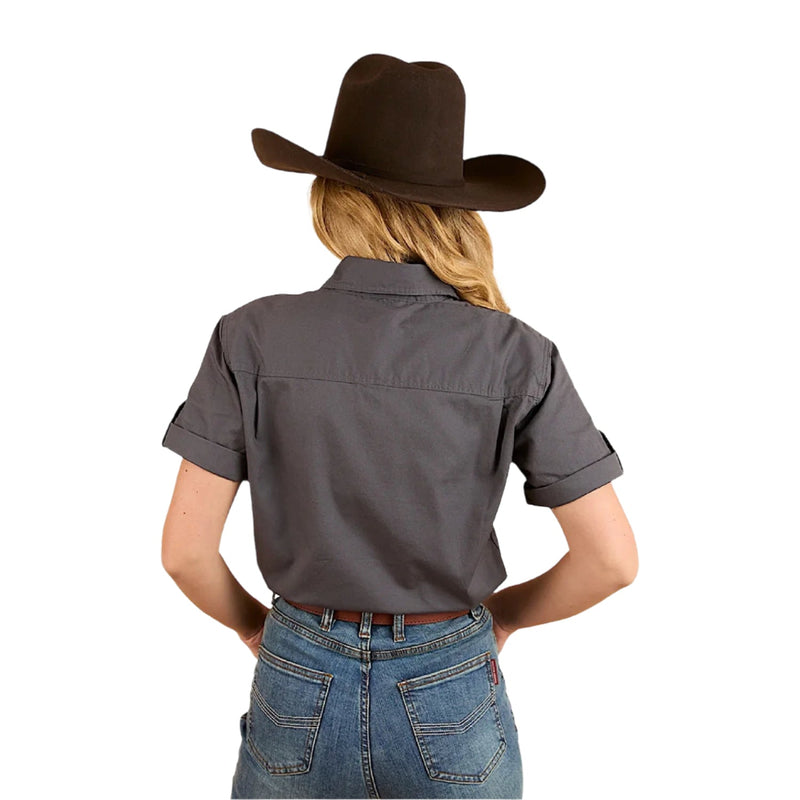 Ringers Western Women’s Jules Half Button Short Sleeve Work Shirt - Magnum / Mint