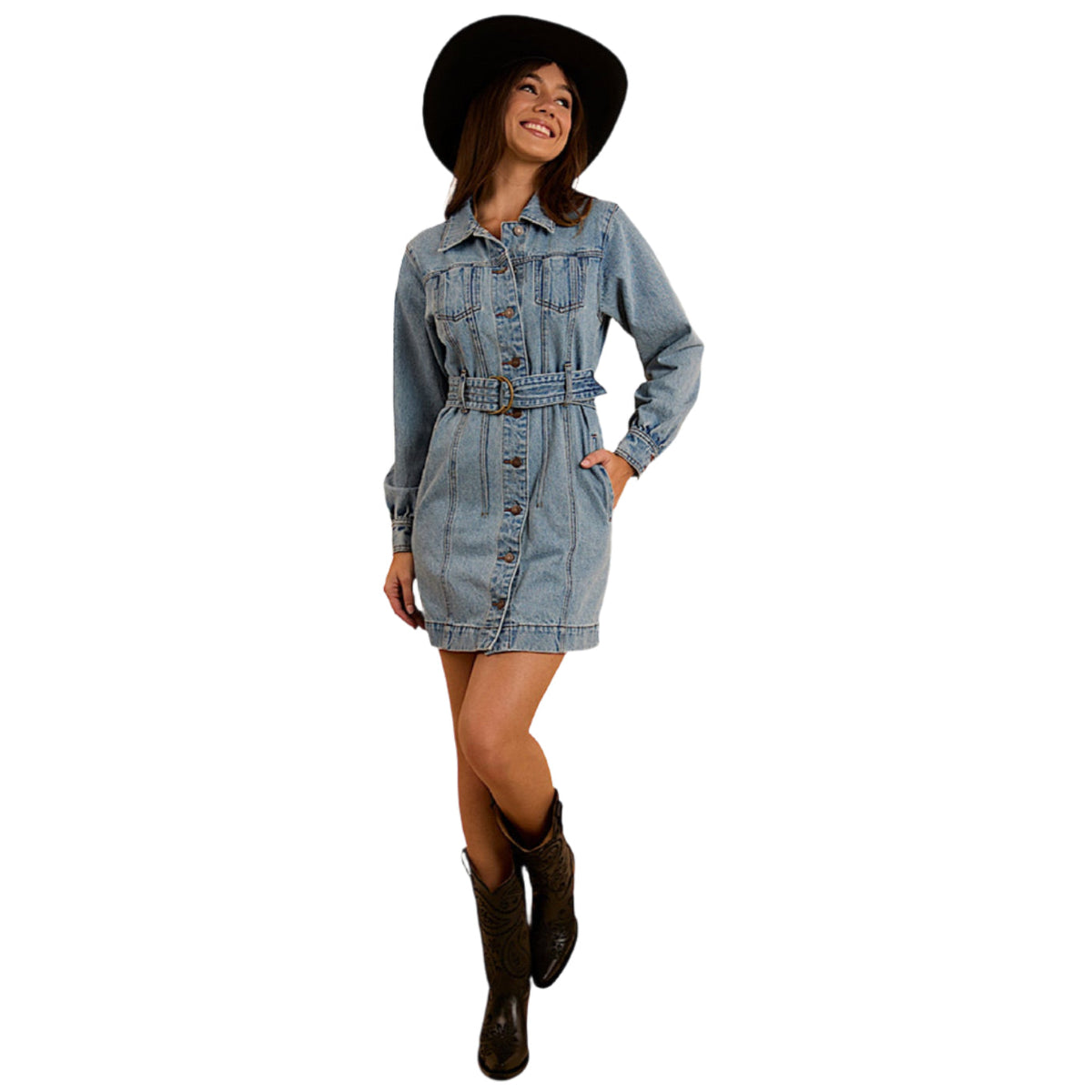 Ringers Western Women’s Korin Mini Dress - Mid Wash Blue