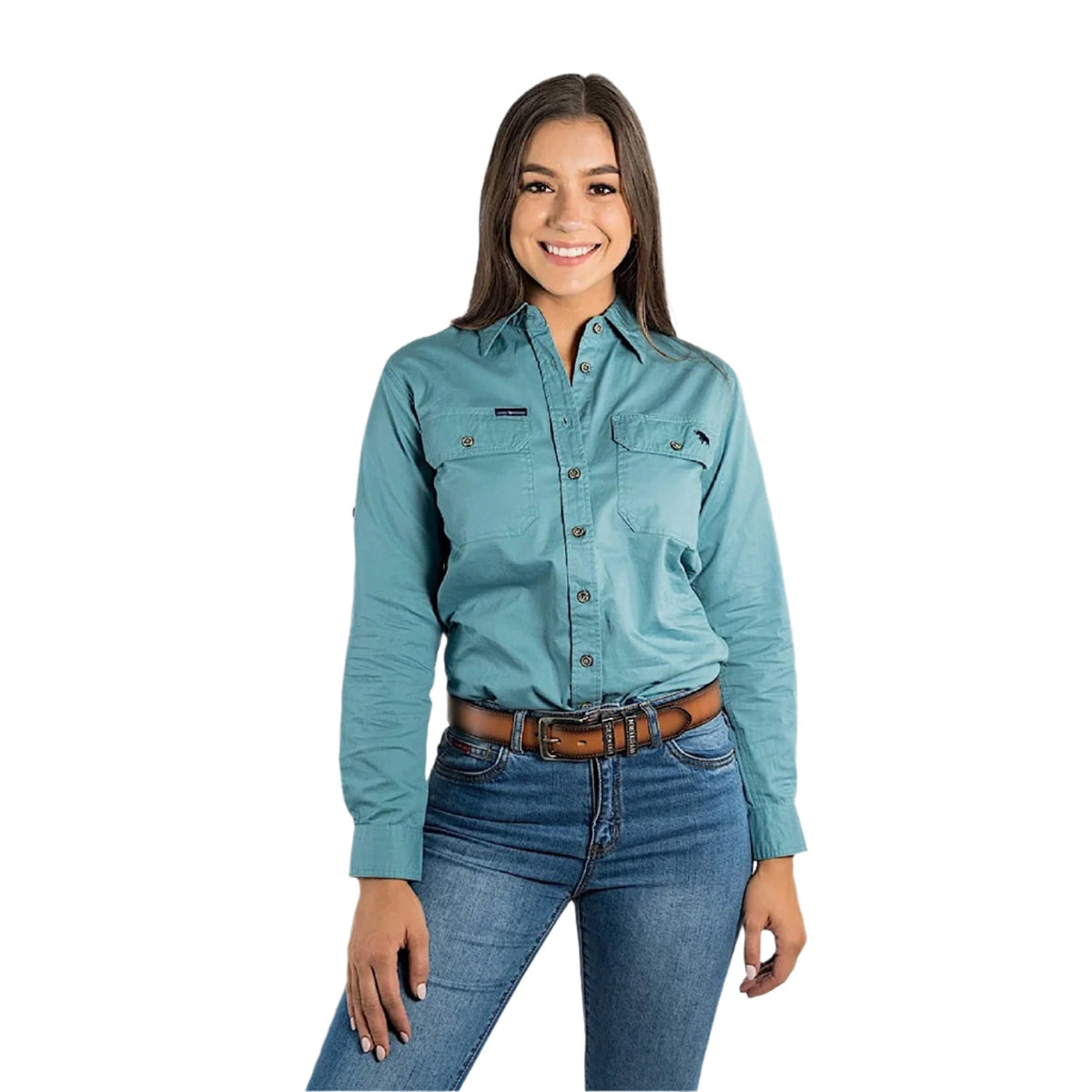 Ringers Western Women’s Pentecost River Full Button Work Shirt - Dusty Jade
