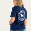 Ringers Western Signature Bull Women's Loose Fit T-Shirt - NAVY/White Print