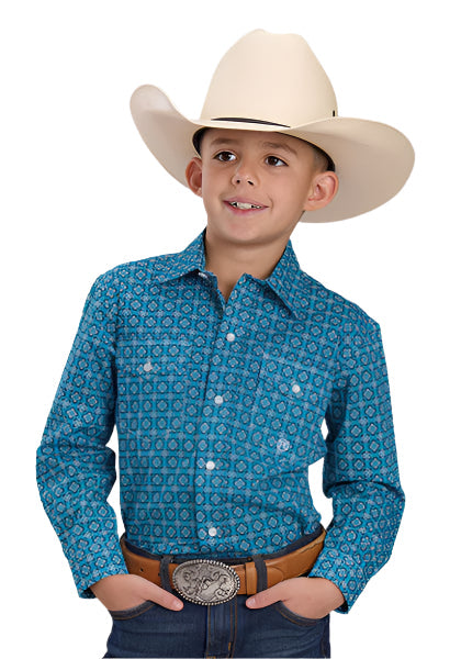 Roper Boy’s Amarillo Collection Shirt - Blue Print