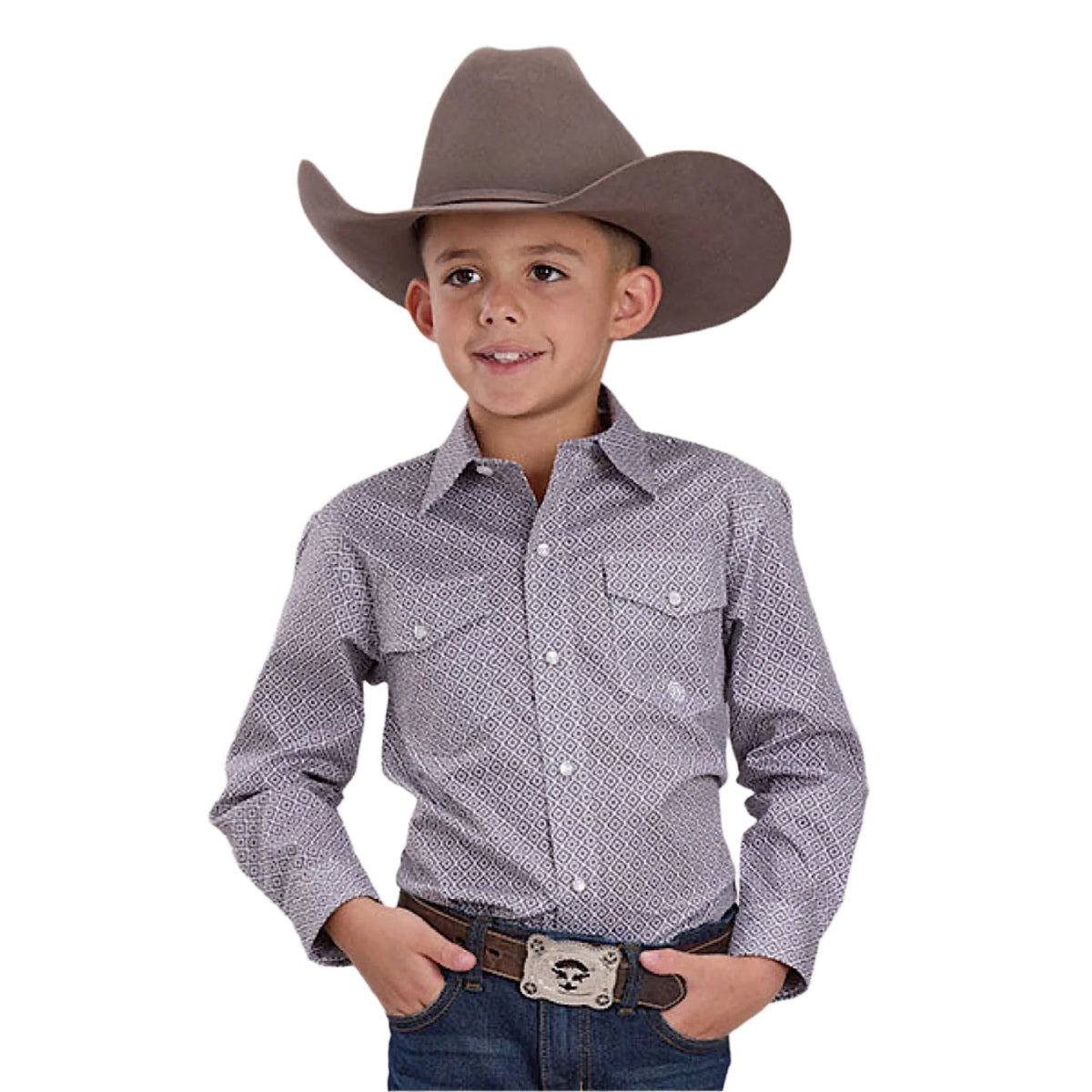 Roper Boy’s Amarillo Collection Shirt - Print Grey