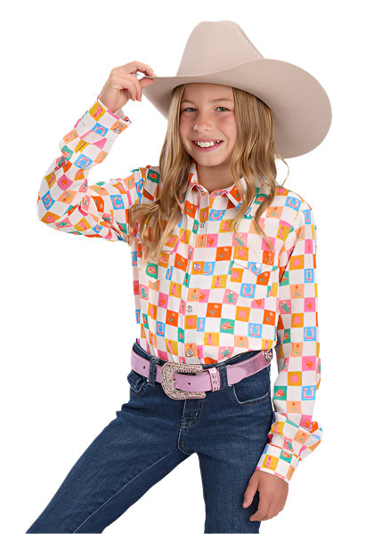 Roper Girl’s Five Star Collection Shirt - Checkers Print