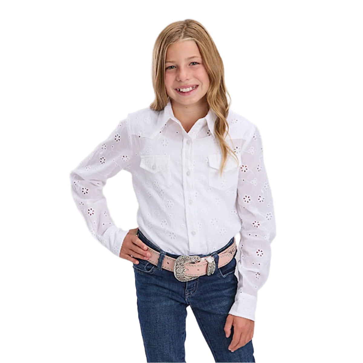 Roper Girl’s Five Star Collection Shirt - Solid White