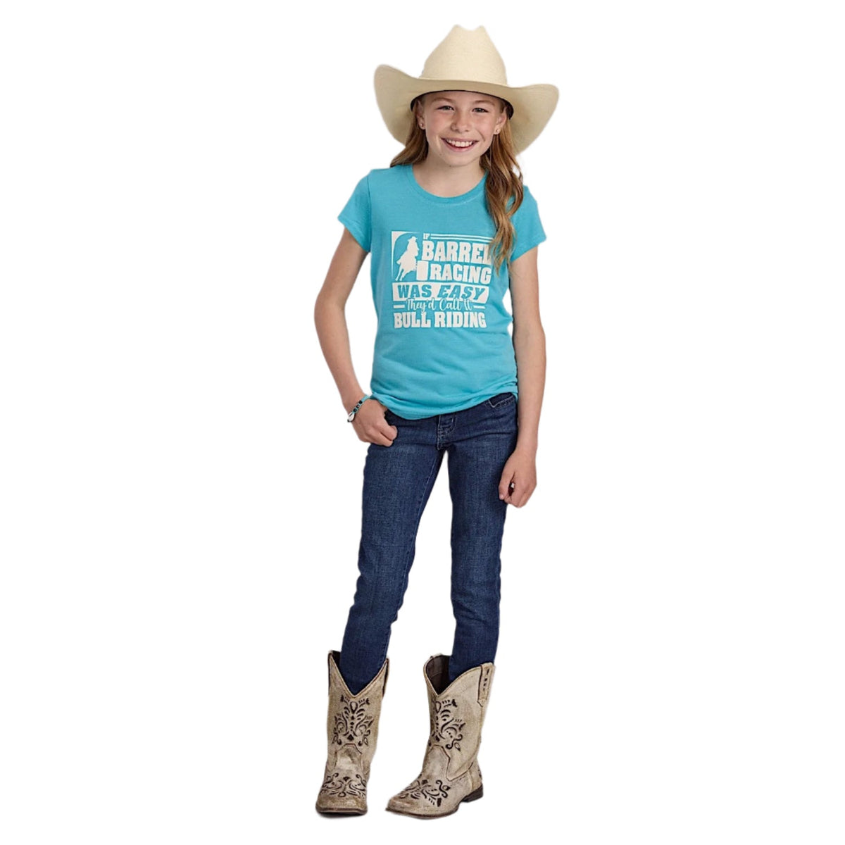 Roper Girl’s Five Star Collection T-Shirt - Solid Blue
