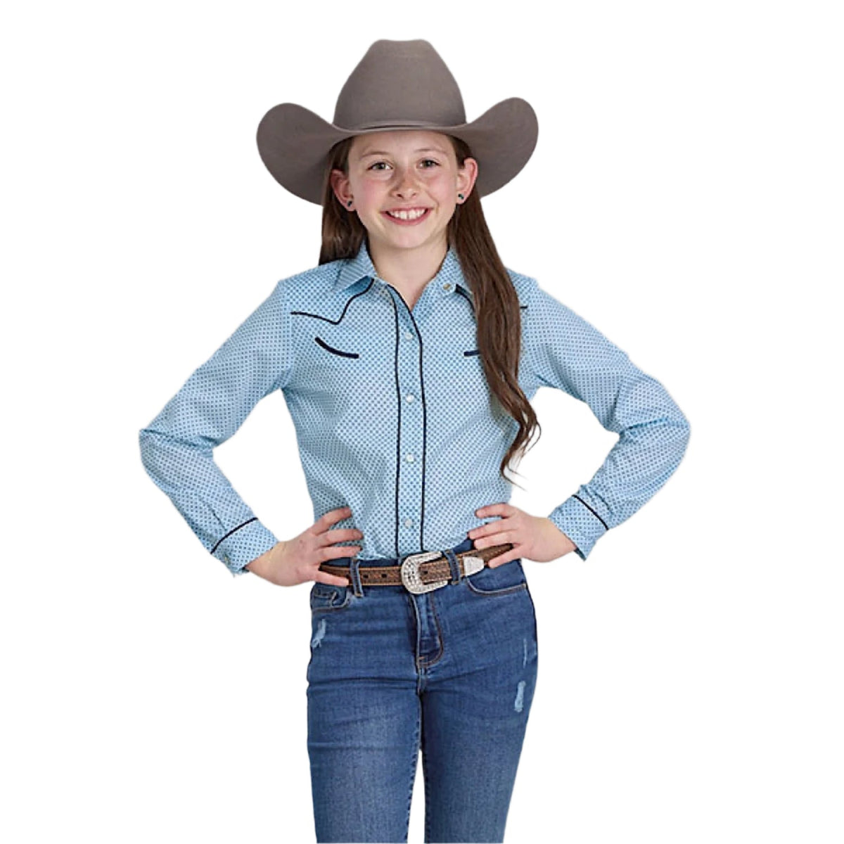 Roper Girl’s Karman Special Style Shirt - Print Blue