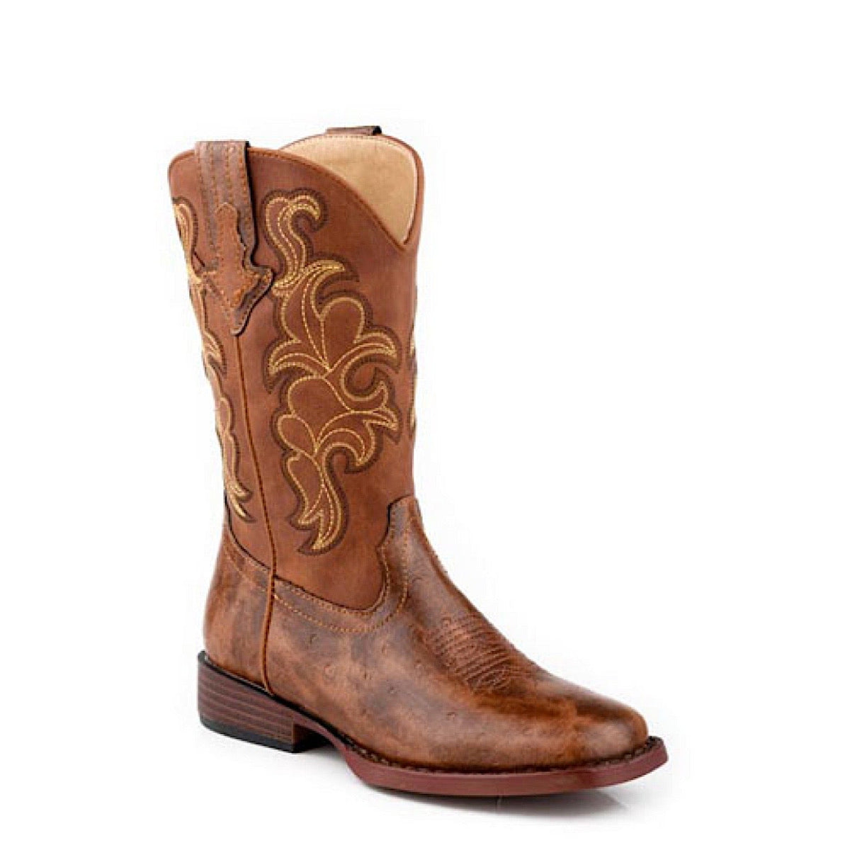 Roper Little Kid’s Quills Western Boot - Cognac Print/Cognac
