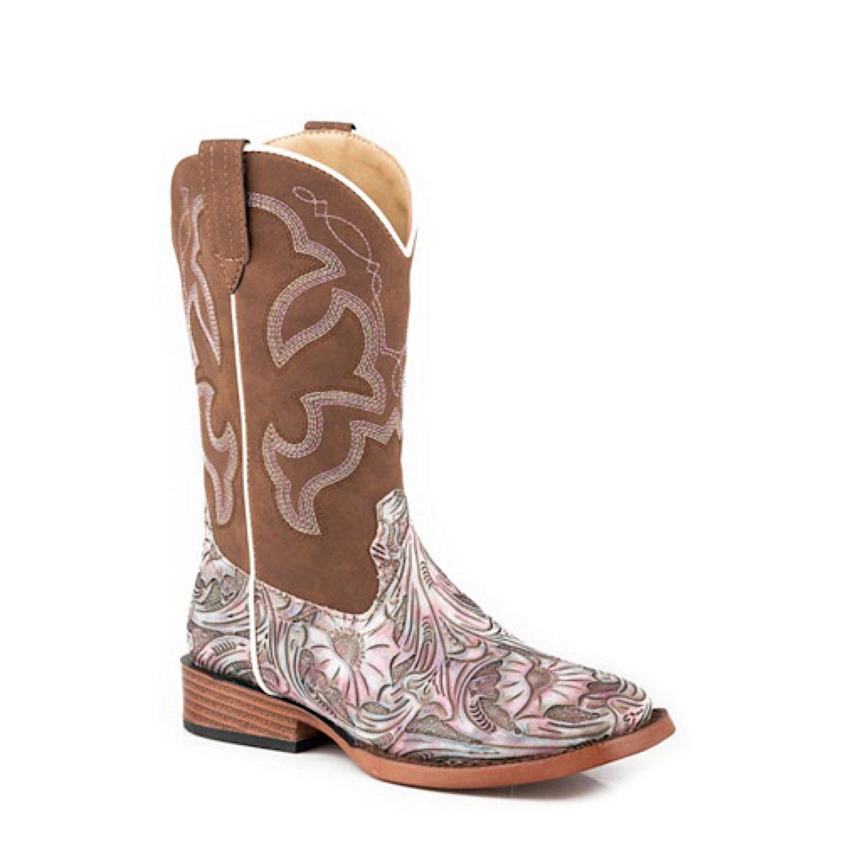 Roper Little Kid’s Raya Boot - White Floral/Brown
