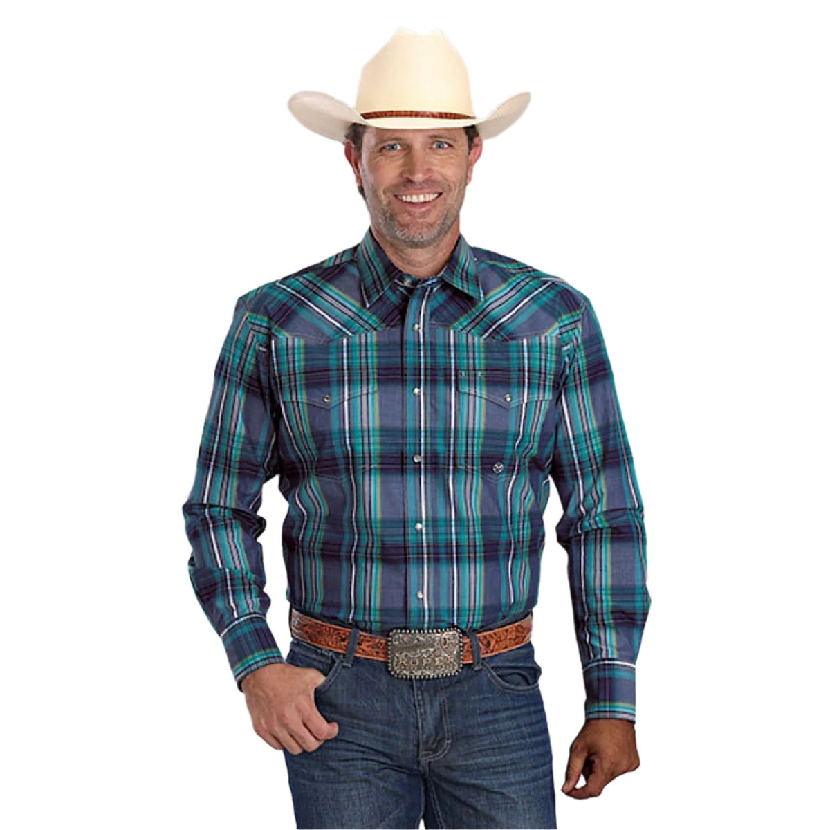 Roper Men’s Amarillo Collection Shirt - Plaid Blue