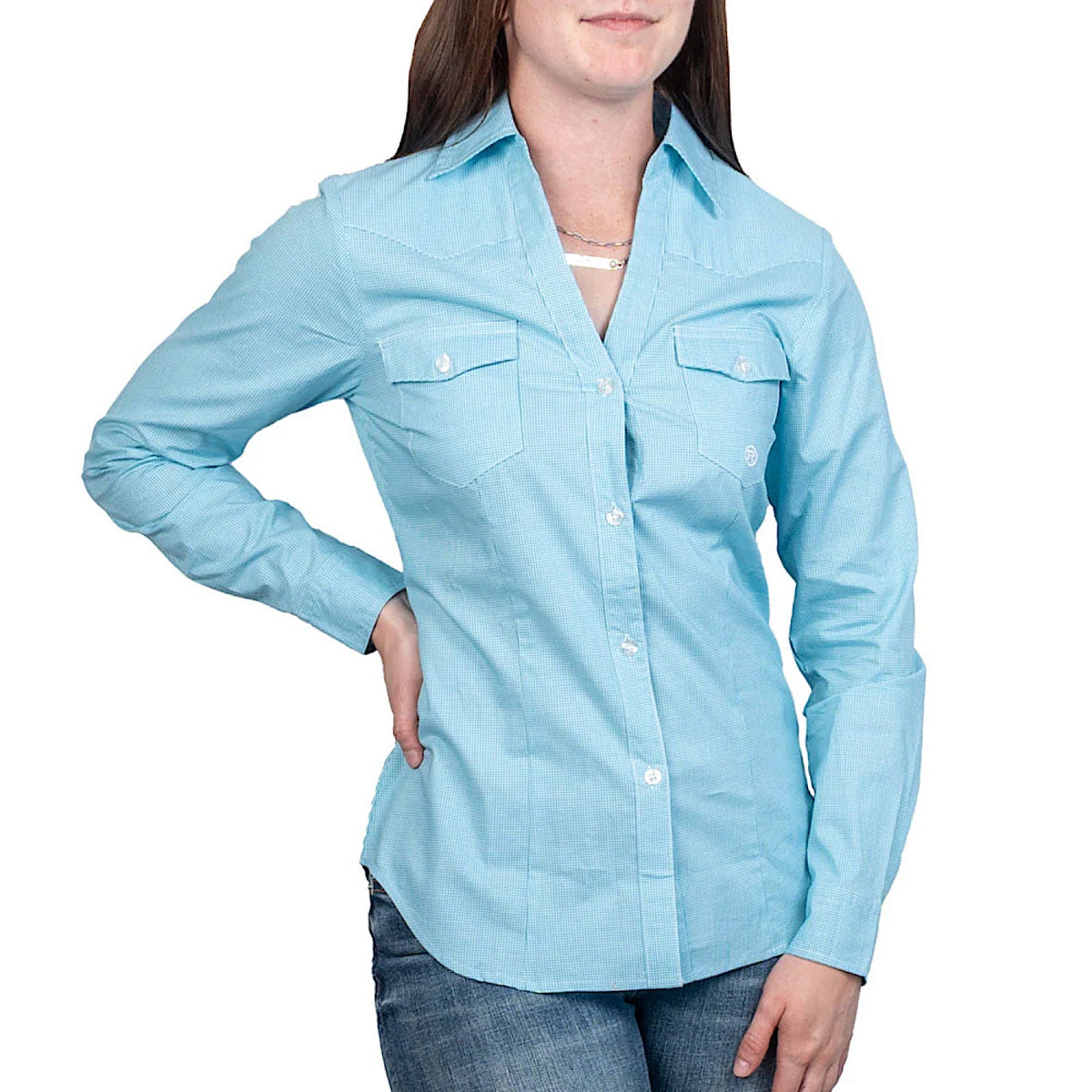 Roper Women’s Amarillo Collection Shirt - Check Blue