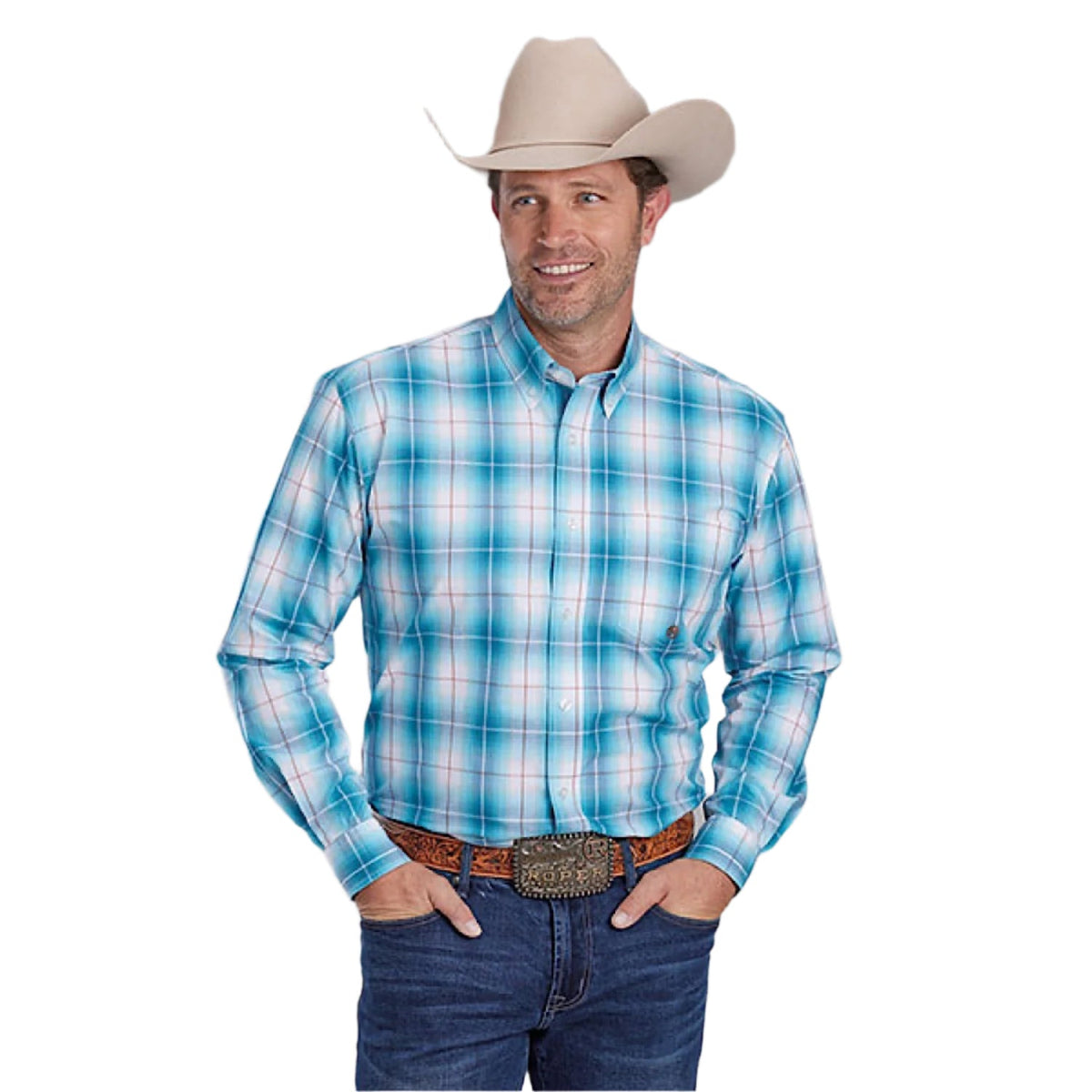 Roper Men’s Amarillo Collection Shirt - Plaid Blue