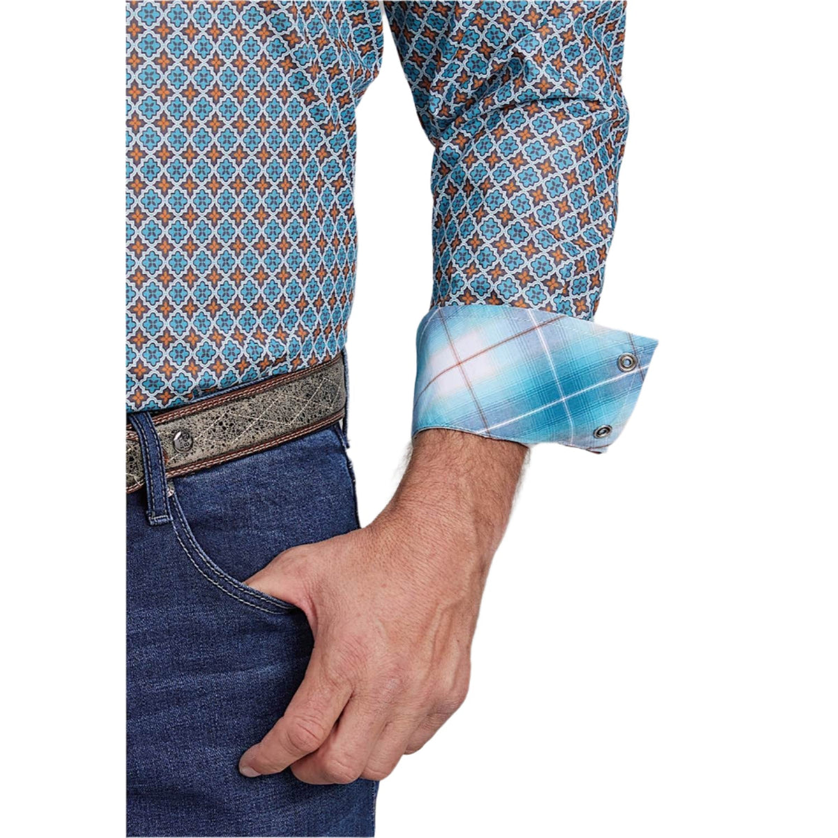 Roper Men’s Amarillo Collection Shirt - Print Blue