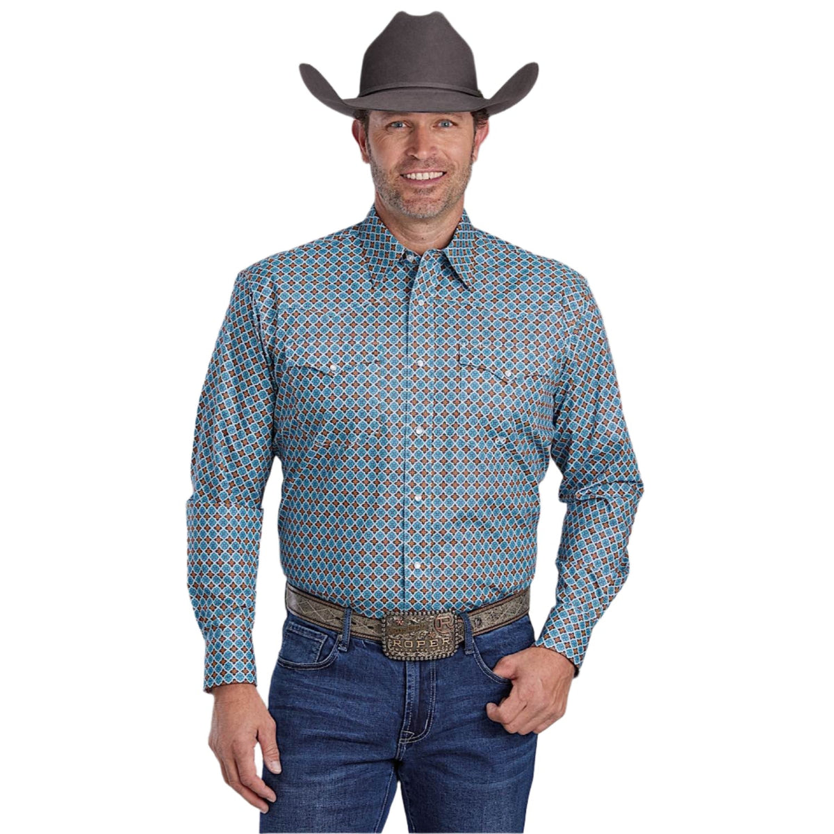 Roper Men’s Amarillo Collection Shirt - Print Blue