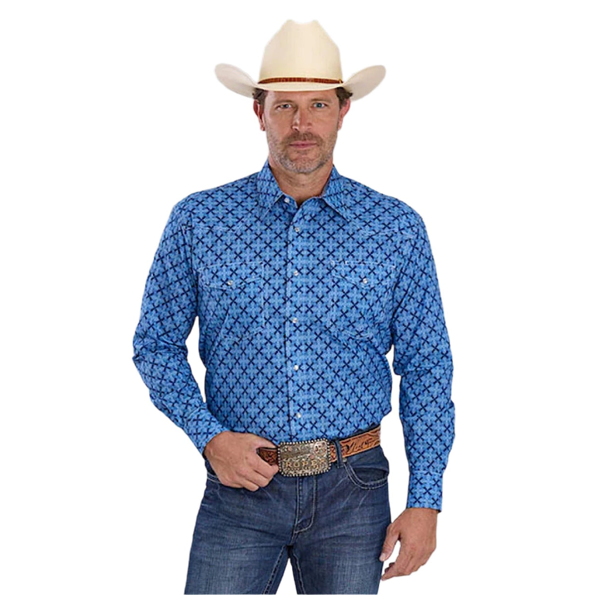 Roper Men’s Amarillo Collection Shirt - Print Blue