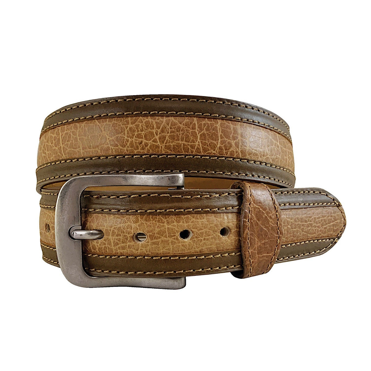 Roper Mens Belt 1.1/2’’ Distressed American Bison Leather Honey